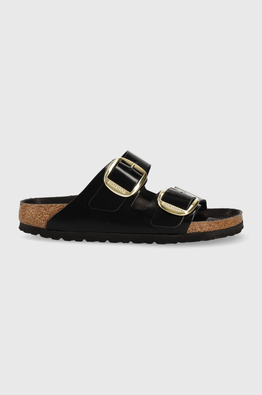 Kožené šľapky Birkenstock Arizona Big Buckle dámske, čierna farba, 1021476