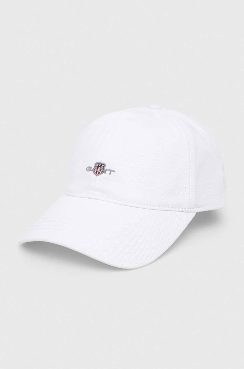 Bavlnená šiltovka Gant biela farba, s nášivkou