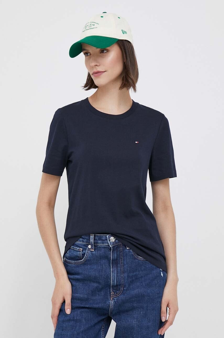Bavlnené tričko Tommy Hilfiger tmavomodrá farba,WW0WW39848