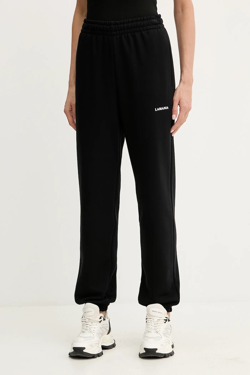 Tepláky La Mania čierna farba, priliehavé, vysoký pás