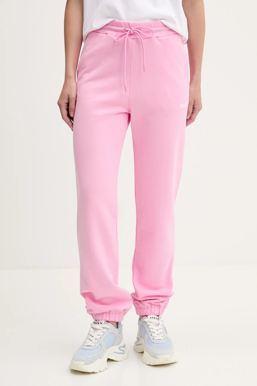 Bavlnené tepláky MSGM čierna farba, jednofarebná