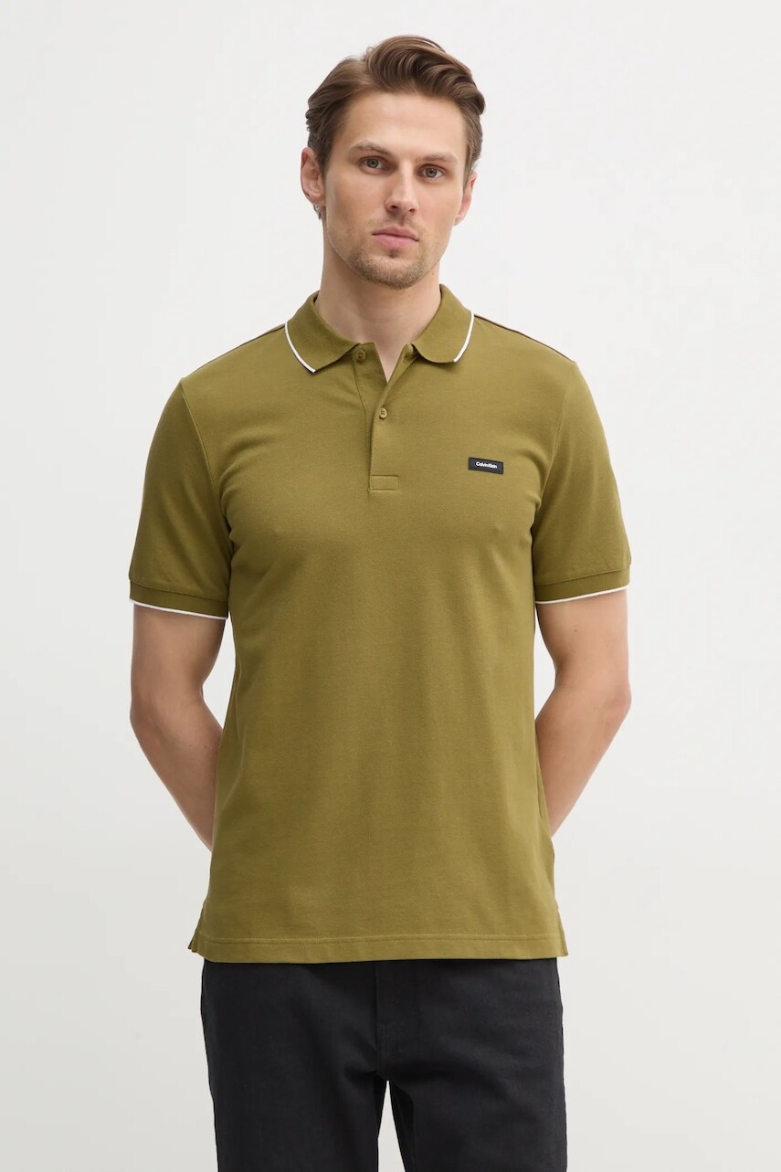 Polo tričko Calvin Klein pánske, čierna farba, jednofarebné, K10K112751