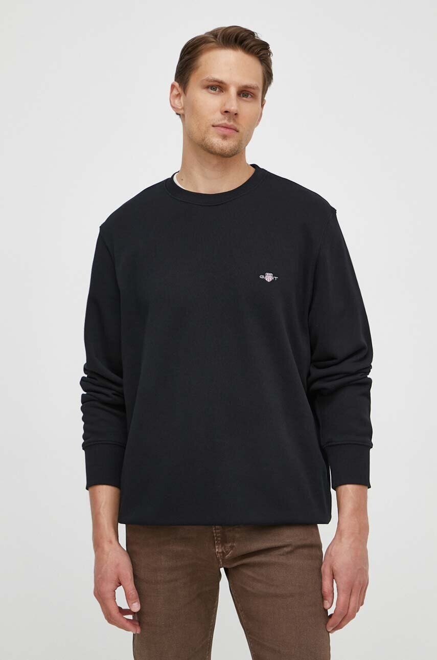 Mikina Gant pánska, čierna farba, s nášivkou