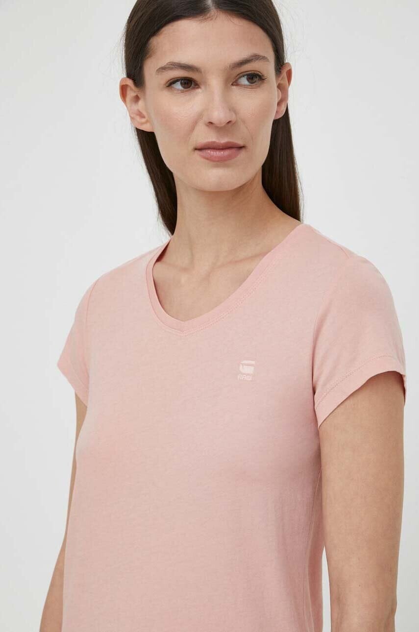 Bavlnené tričko G-Star Raw dámske, ružová farba, D24533-4107