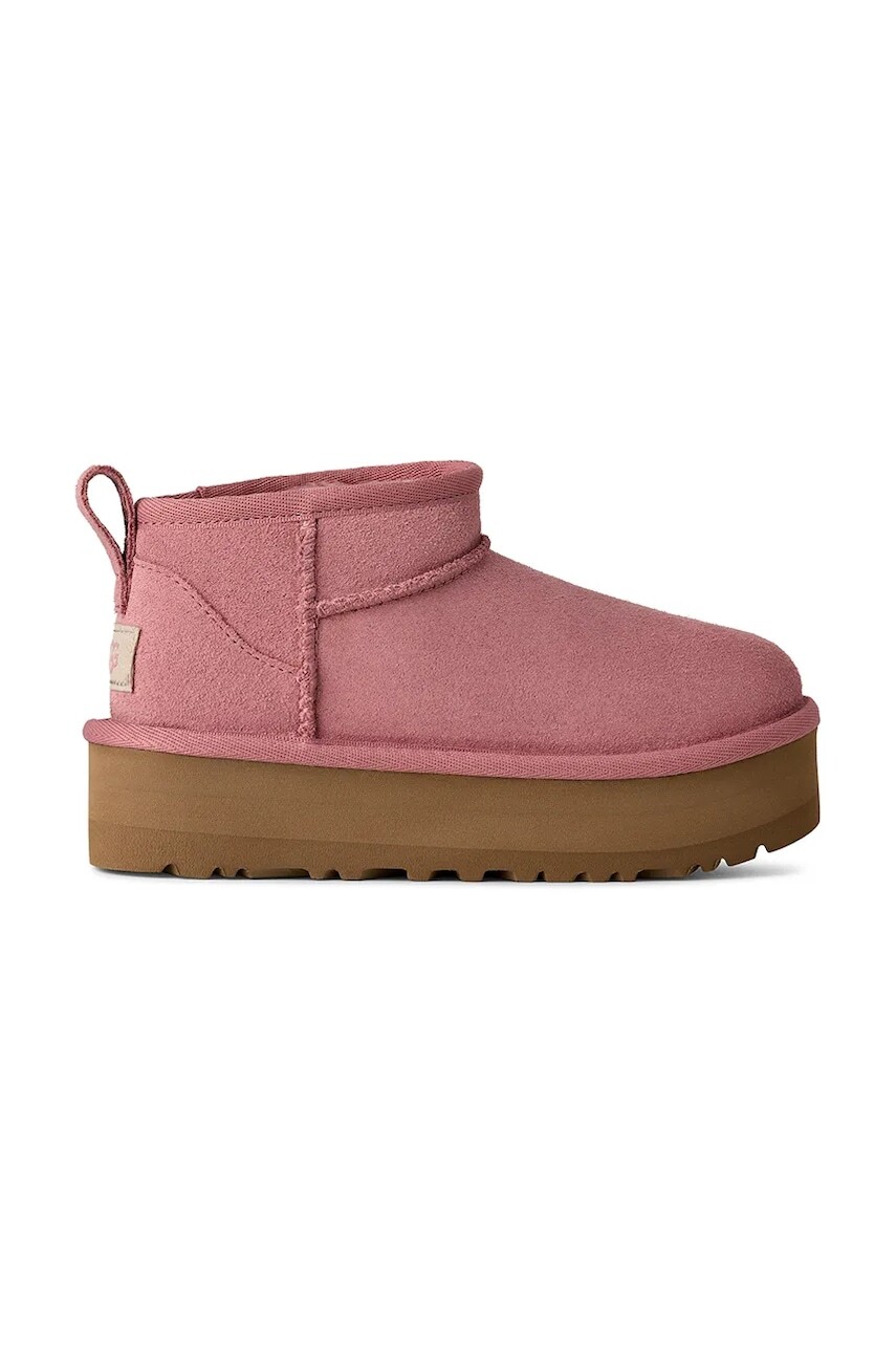 Detské semišové snehule UGG CLASSIC ULTRA MINI PLATFORM čierna farba, 1157791K