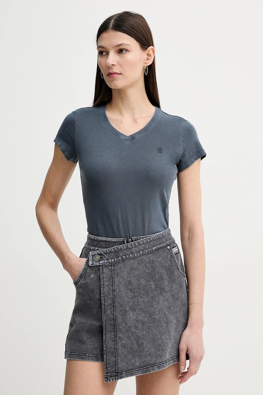 Bavlnené tričko G-Star dámsky, tmavomodrá farba