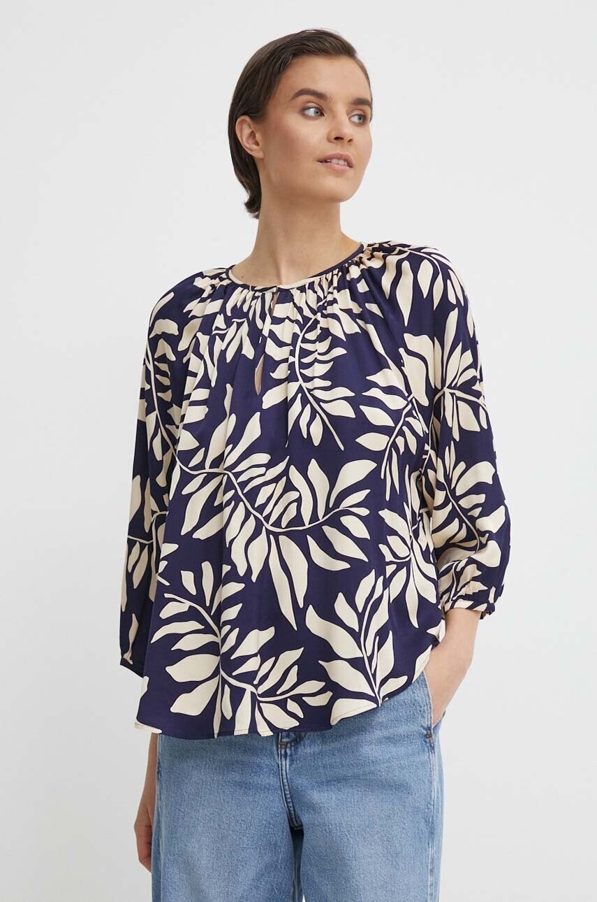 Blúzka Seidensticker dámska, tmavomodrá farba, vzorovaná, 60.136251