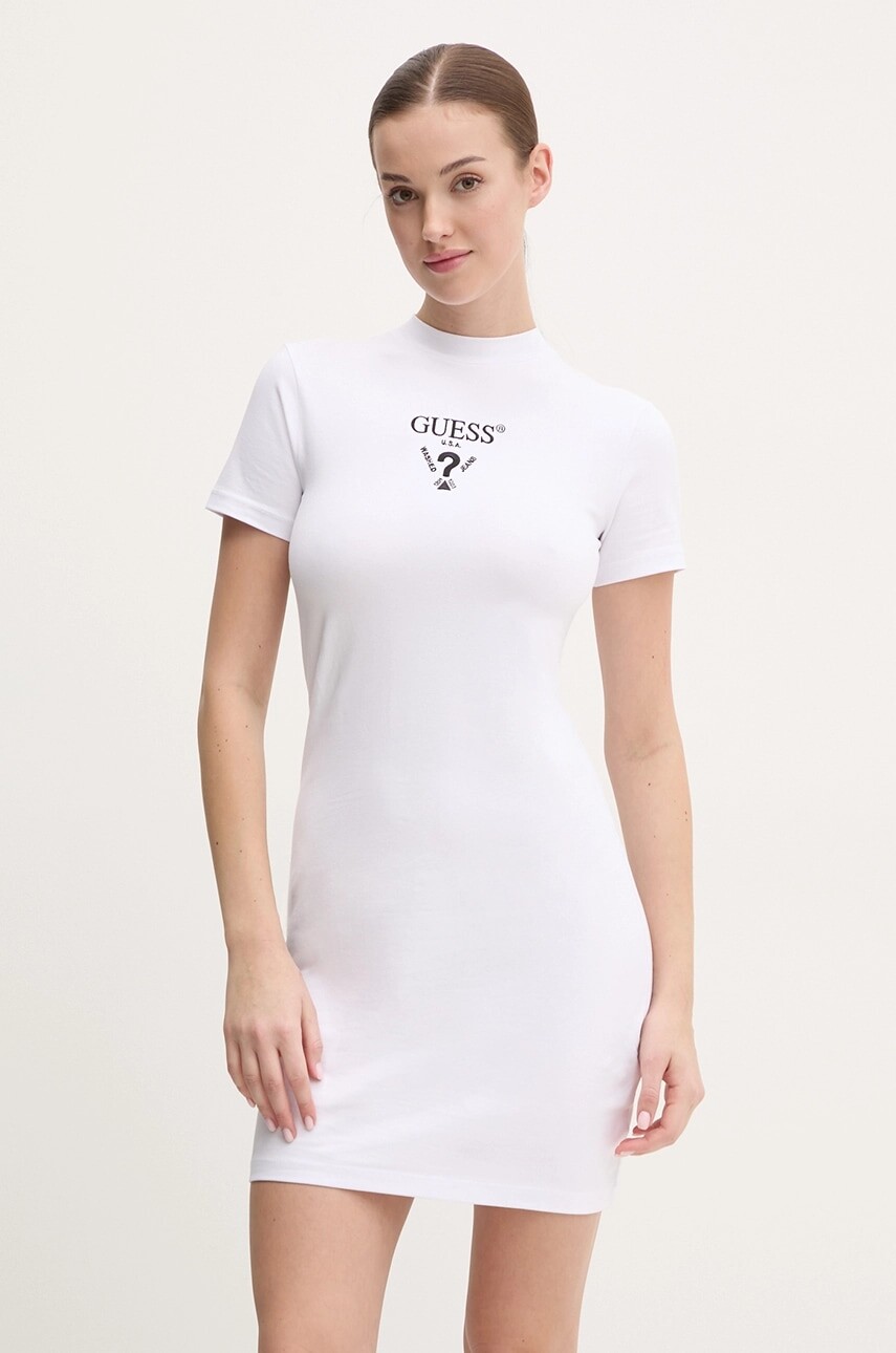 Šaty Guess COLETTE biela farba, mini, rovný strih, V4YK02 KCDH1