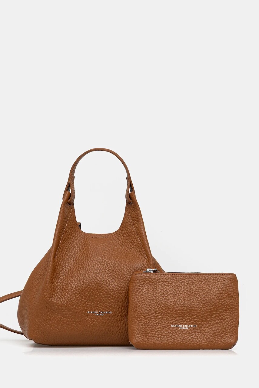 Kožená kabelka Gianni Chiarini DUA strieborná farba, BS 9719 RNGDBL