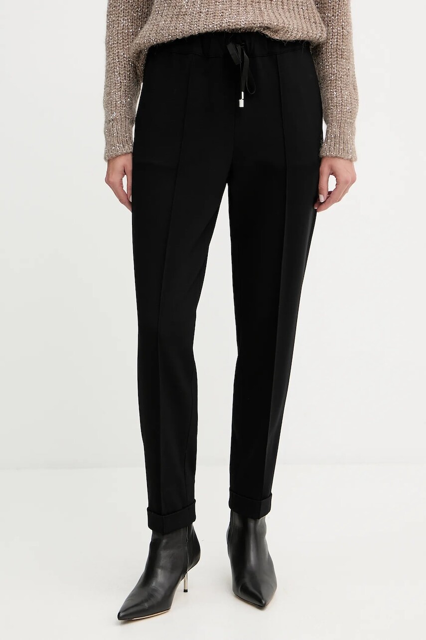 Nohavice Liviana Conti čierna farba, rovný strih, vysoký pás, CNTI86