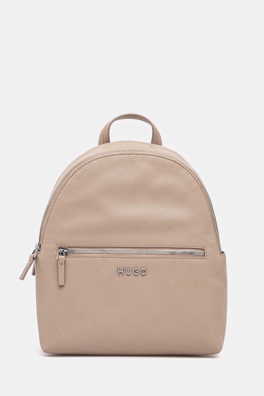 Ruksak HUGO dámsky, béžová farba, malý, jednofarebný, 50523699
