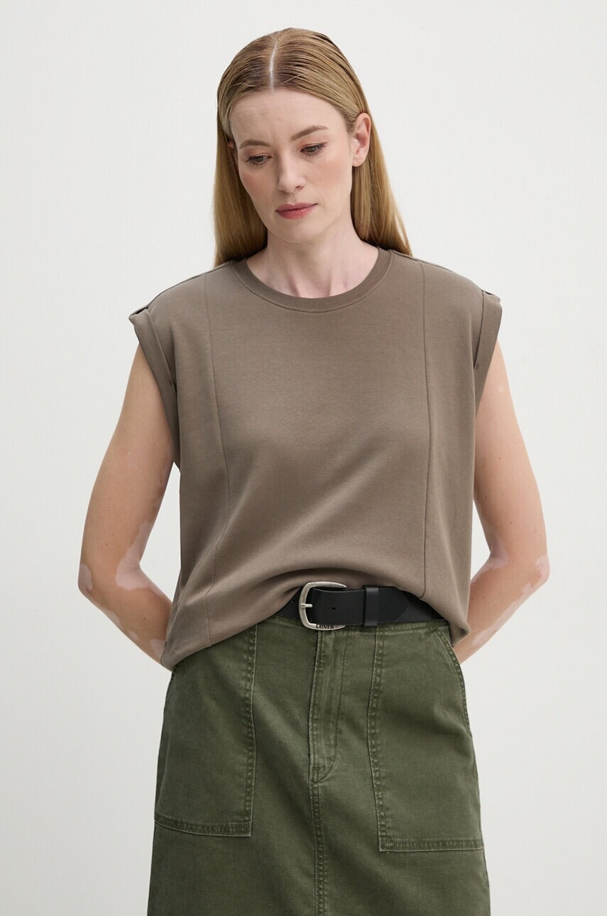 Bavlnené tričko G-Star dámske, hnedá farba, D25032-C812