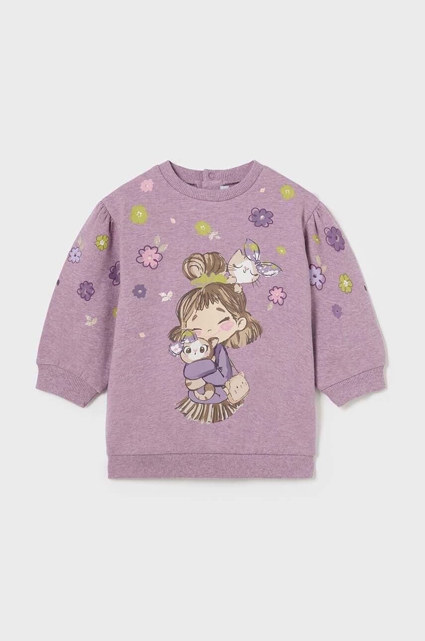 Šaty pre bábätká Mayoral fialová farba, mini, rovný strih, 2922