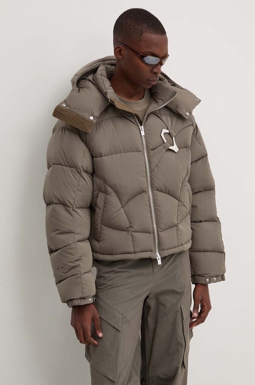 Páperová bunda Heliot Emil pánska, zelená farba, zimná, oversize, HE.M.02.093.BLK01