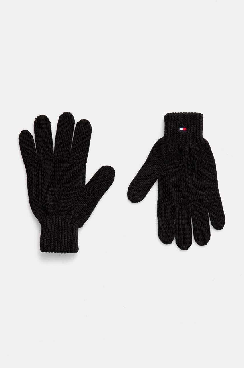 Detské bavlnené rukavice Tommy Hilfiger čierna farba, AU0AU01657