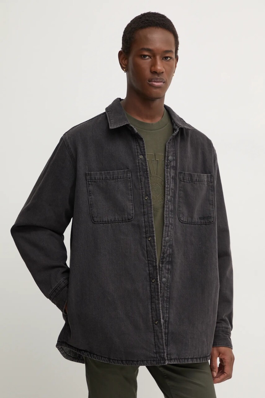 Obojstranná džínsová bunda Levi's čierna farba, prechodná, A8553