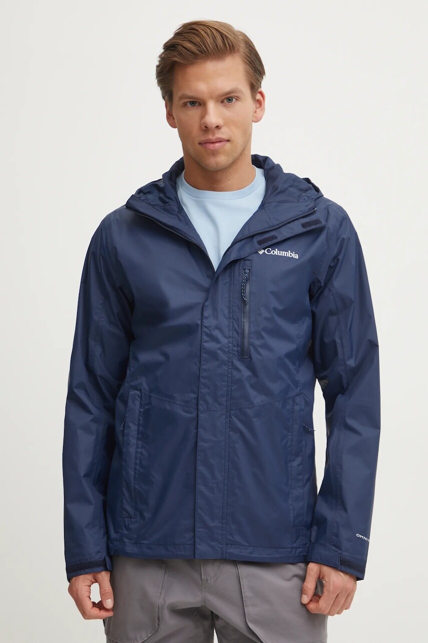 Nepremokavá bunda Columbia Pouring Adventure pánska, čierna farba, 2117171