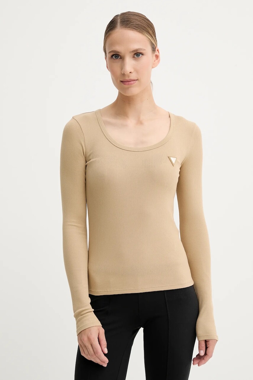 Tričko s dlhým rukávom Guess čierna farba, V4BP07 K8RT2