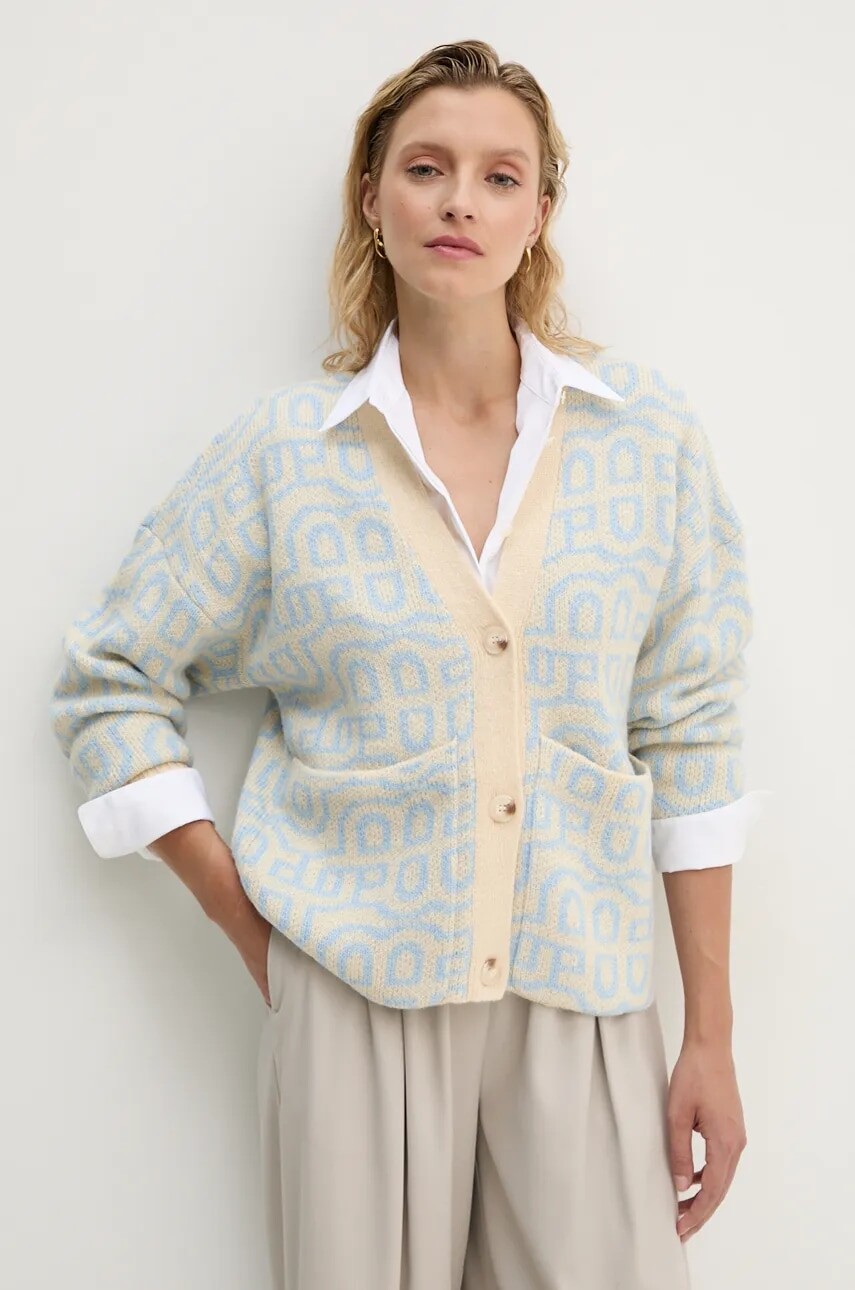 Kardigán s prímesou vlny MUNTHE TALHUA béžová farba, 243161824375