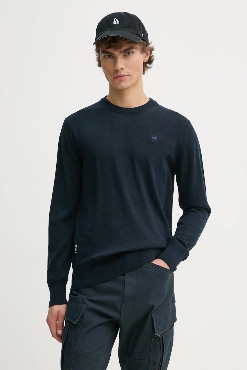 Vlnený sveter G-Star pánsky, béžová farba, tenký, D25174-D847