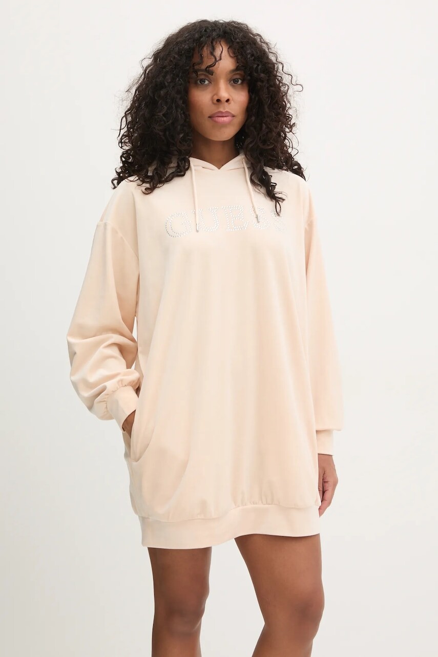 Šaty Guess COUTURE béžová farba, mini, oversize, V4BQ13 KBXI2