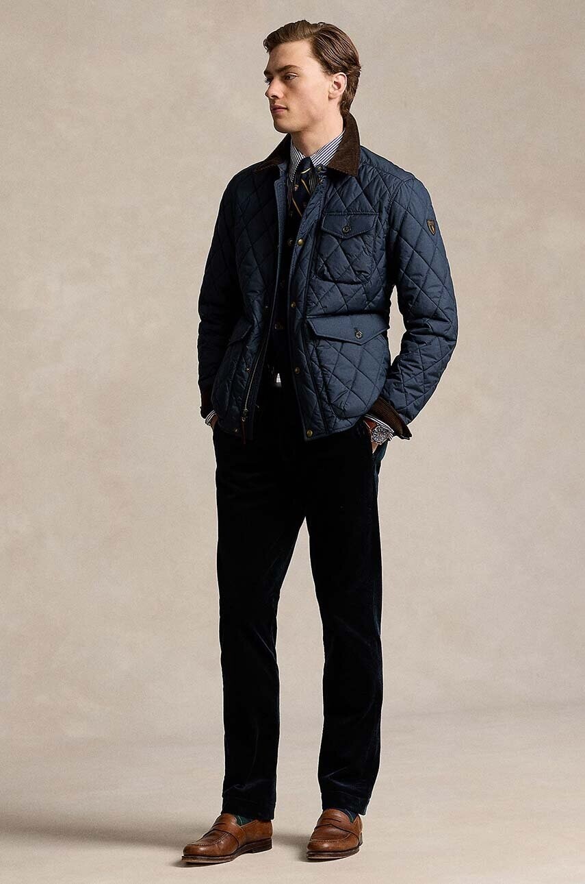 Menčestrové nohavice Polo Ralph Lauren tmavomodrá farba, rovné, 710884820