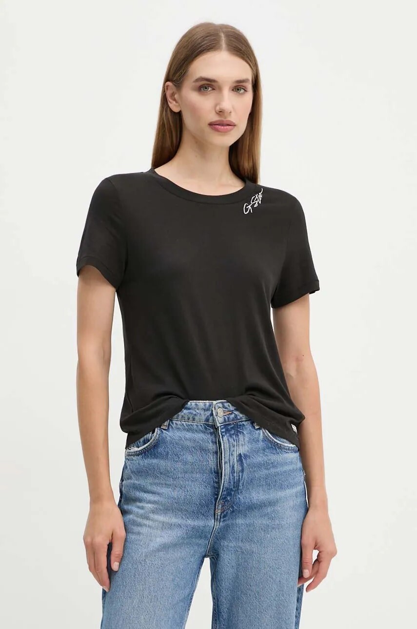 Bavlnené tričko G-Star dámske, čierna farba, D25053-A870