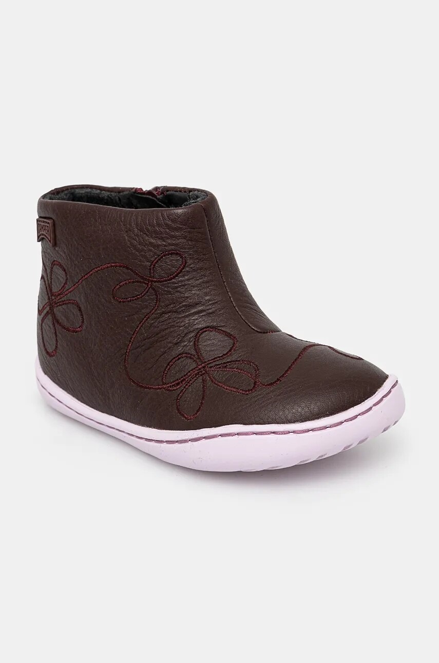 Detské zimné kožené topánky Camper TWS FW fialová farba, K900205.005