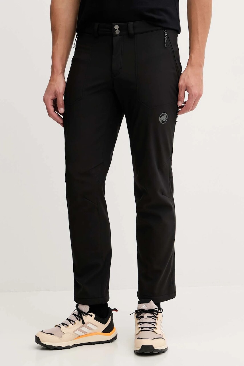 Športové nohavice Mammut Runbold Winter zelená farba, rovný strih, 1021.01380