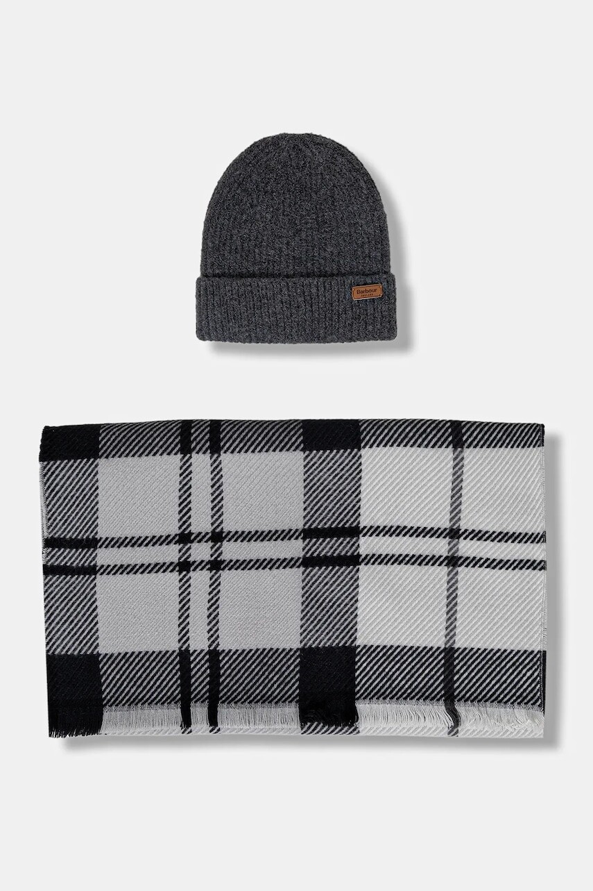 Čiapka a šál Barbour tyrkysová farba, LGS0094