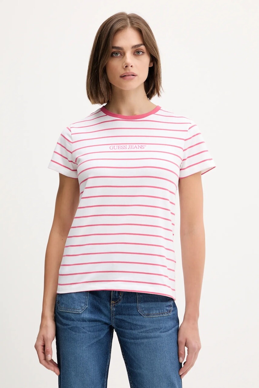 Tričko Guess Jeans dámske, hnedá farba, W4BI53 KCIE1