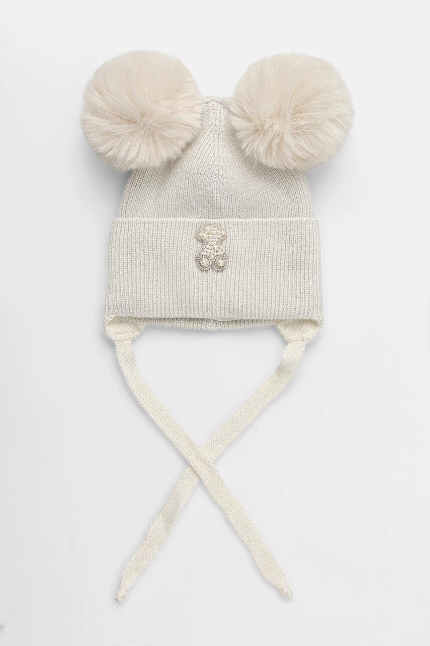 Detská čiapka s prímesou vlny Jamiks LUMISHI IIA béžová farba biela, JZH471