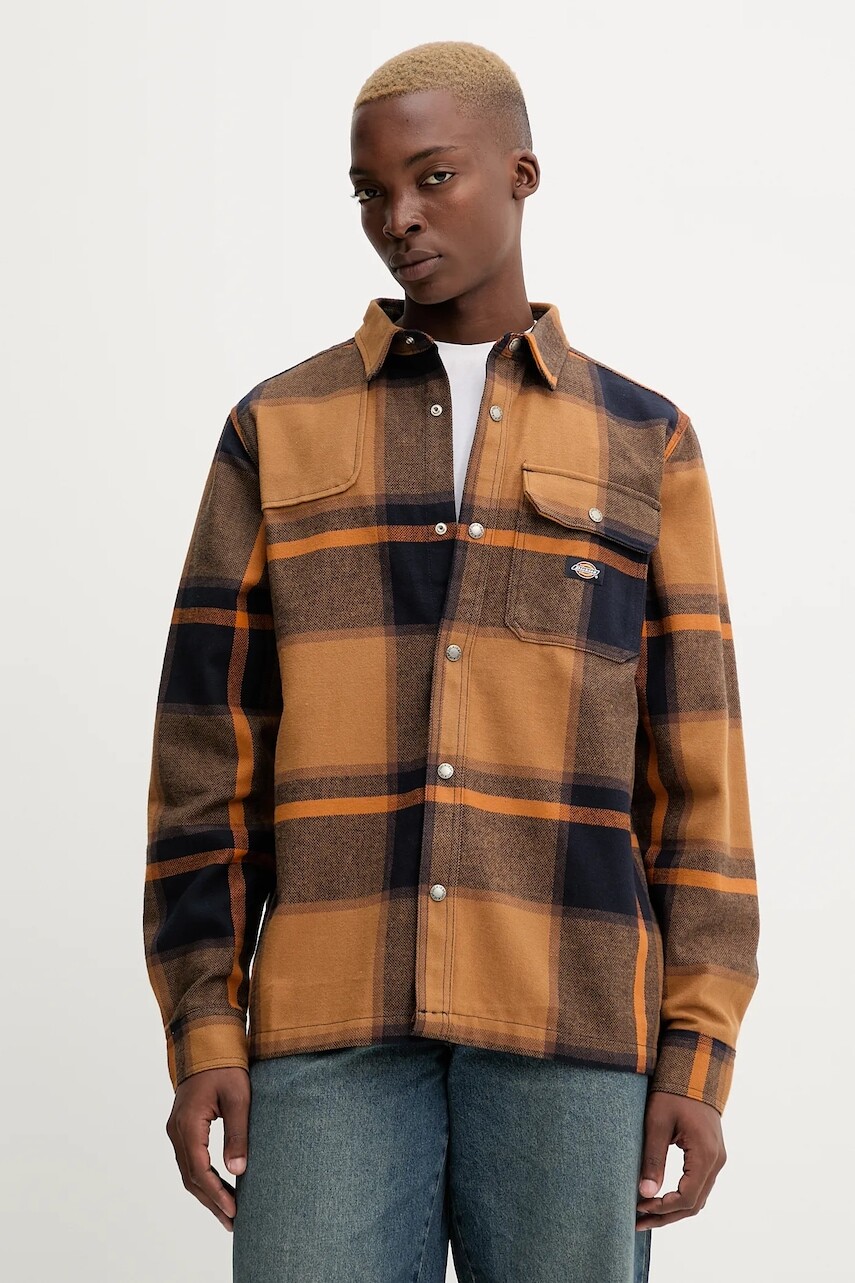 Bavlnená košeľa Dickies NIMMONS modrá farba, regular, s klasickým golierom, DK0A4XGU