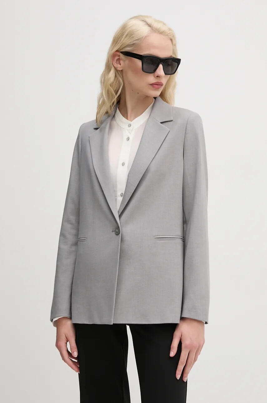 Sako United Colors of Benetton šedá farba, jednoradové, jednofarebné, 2962DW00H