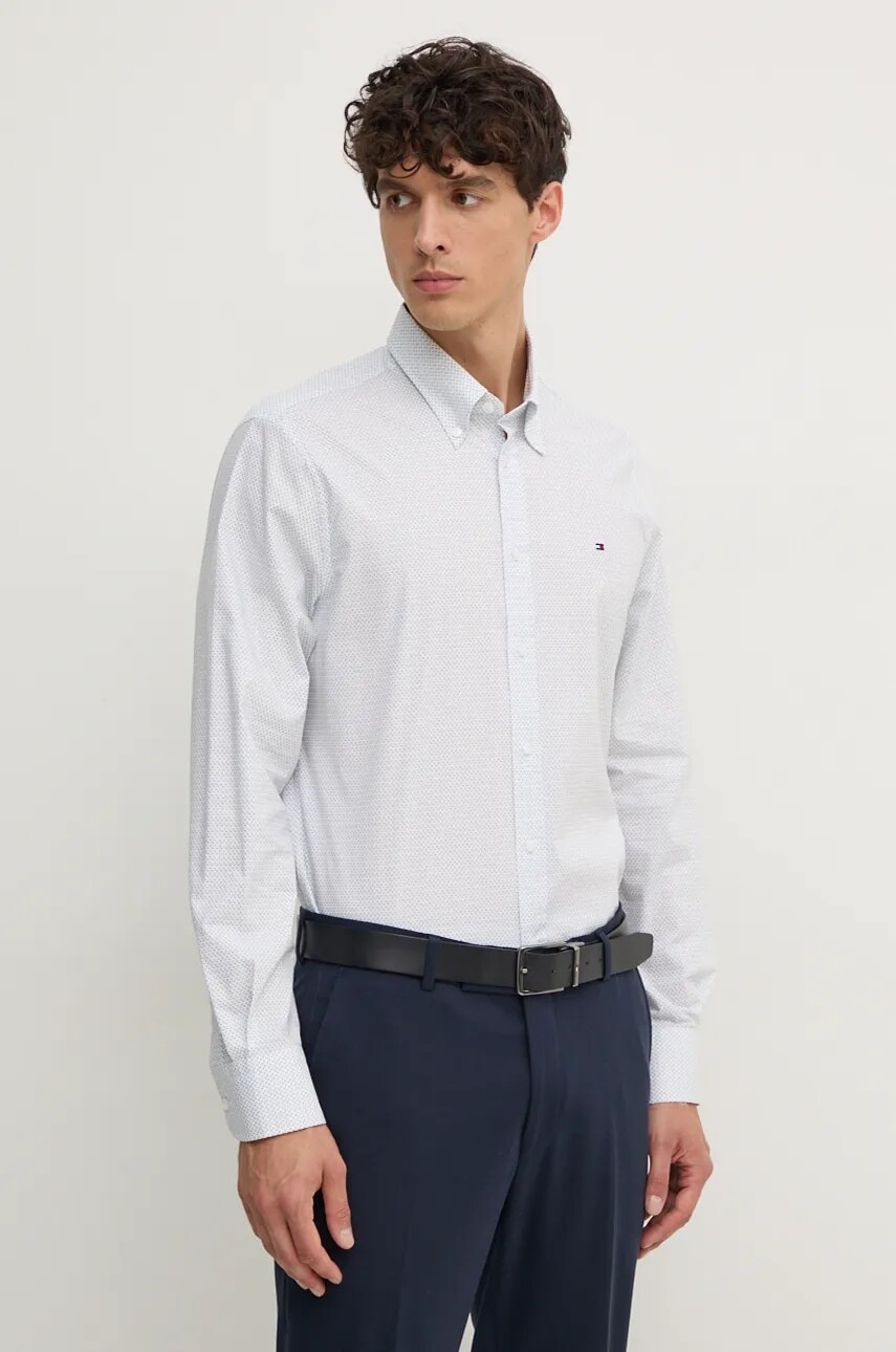 Košeľa Tommy Hilfiger pánska, biela farba, slim, s golierom button-down, MW0MW36914