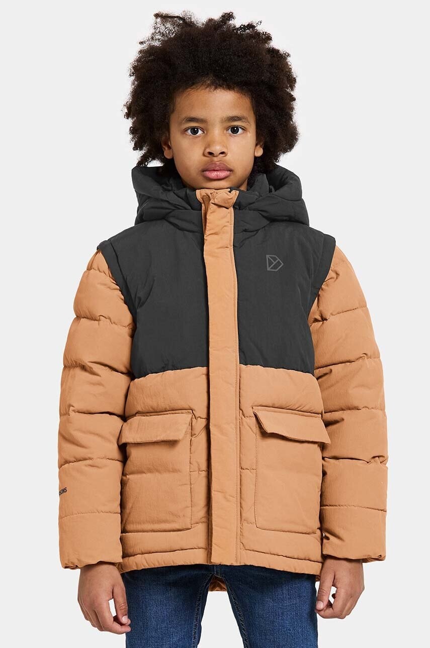 Detská bunda Didriksons GRANITE KIDS JKT hnedá farba, 505390
