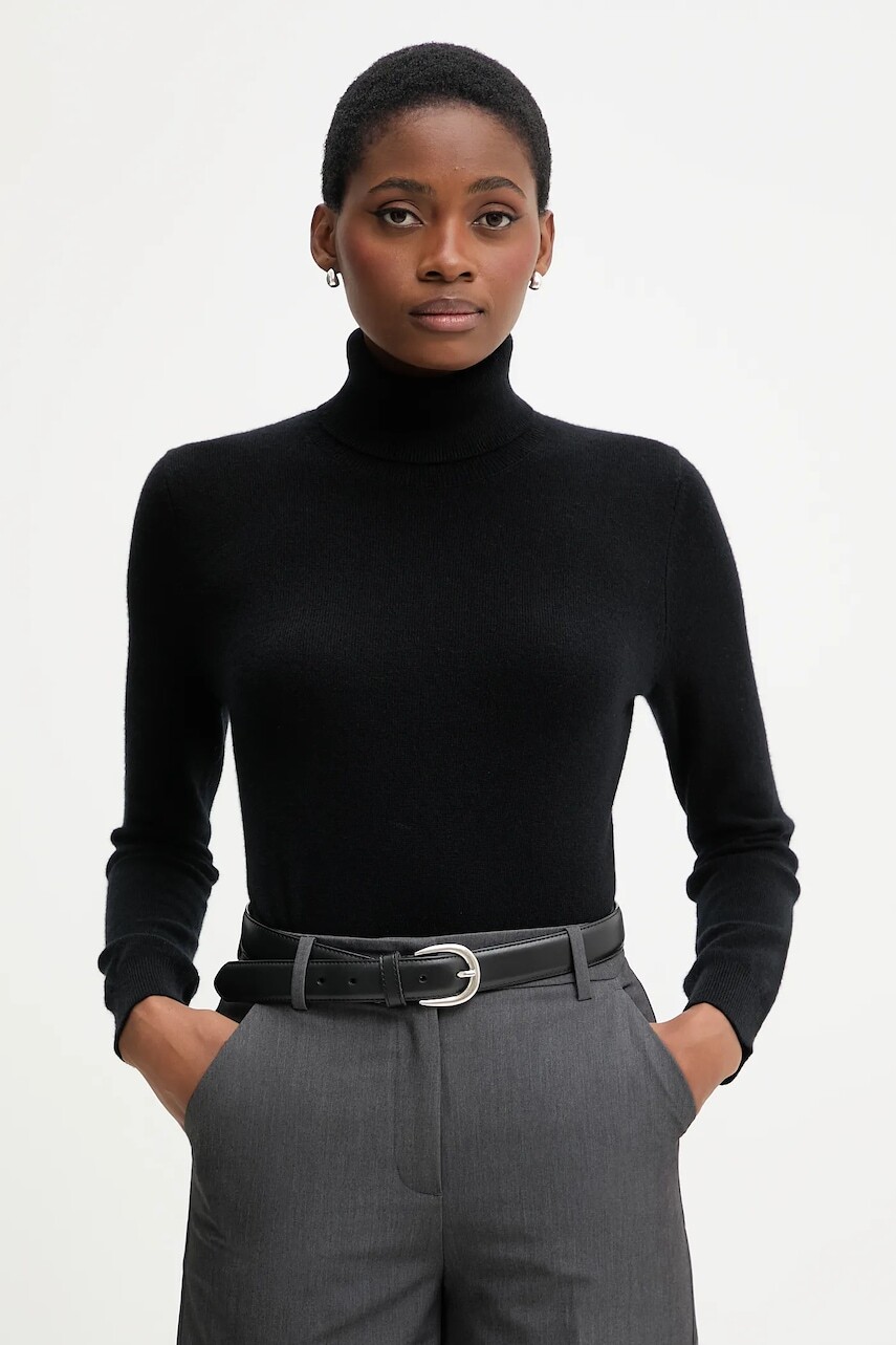 Kašmírový sveter United Colors of Benetton béžová farba, ľahký, s rolákom, 1033D202D