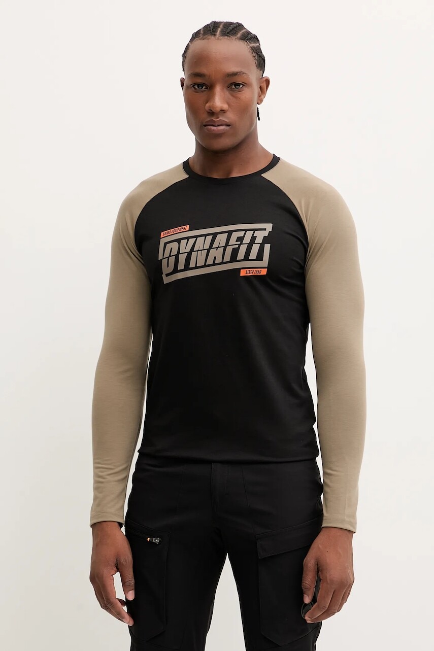 Športové tričko s dlhým rukávom Dynafit 24/7 zelená farba, vzorovaná, 08.0000070956