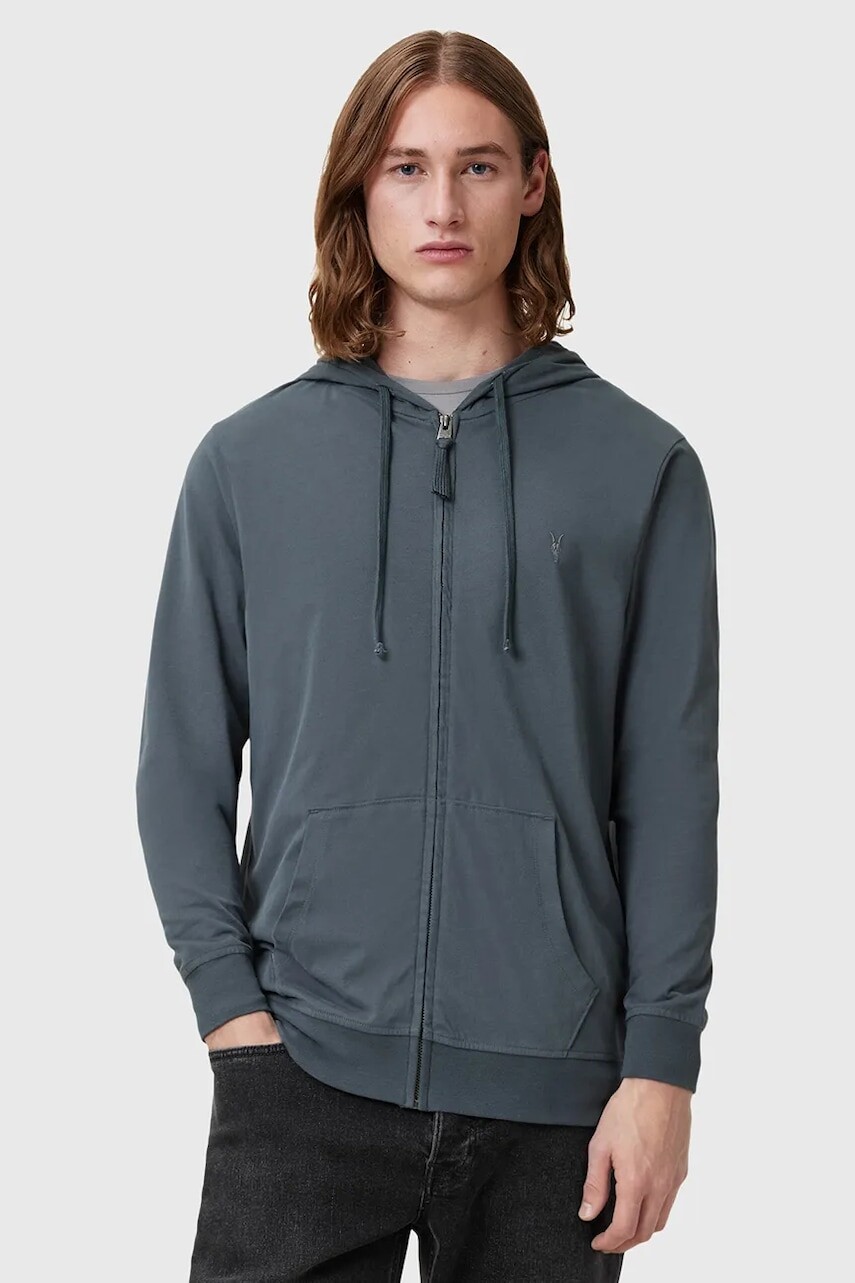 Bavlnená mikina AllSaints BRACE pánska, s kapucňou, jednofarebná, M032JB