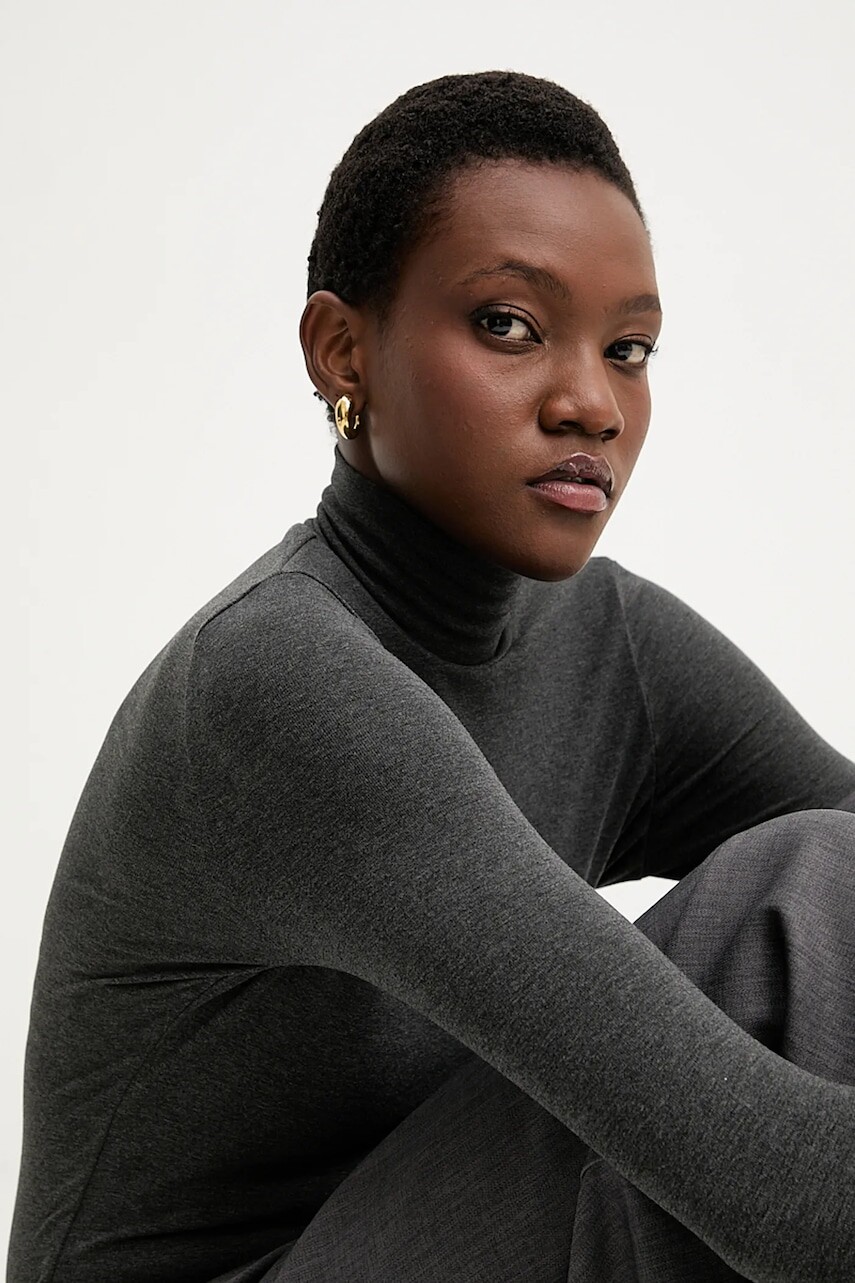 Body s prímesou hodvábu Answear.LAB šedá farba, jednofarebná