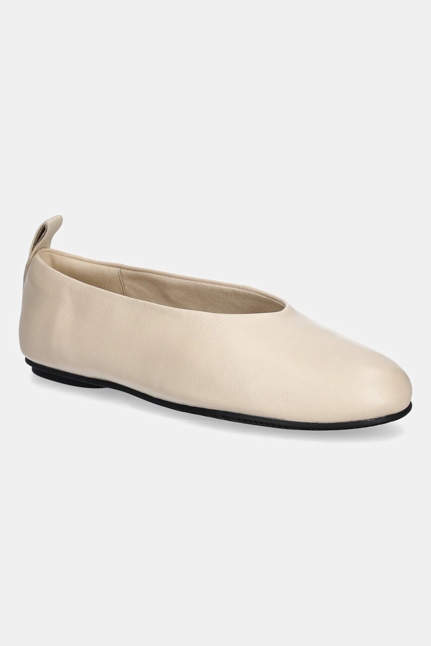 Kožené balerínky Calvin Klein Jeans BALLERINA LEATHER béžová farba, YW0YW01803