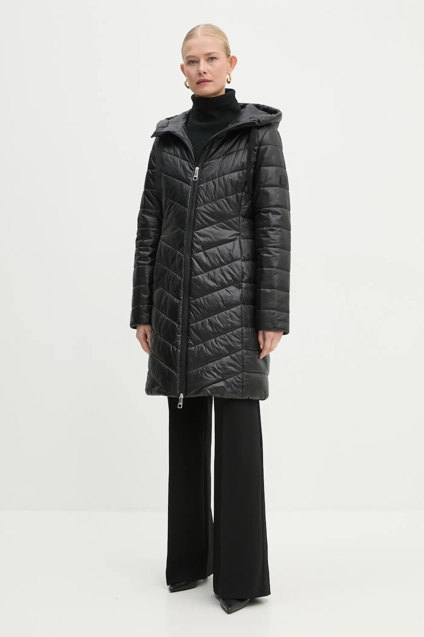 Bunda Boss Orange dámska, čierna farba, prechodná, 50527814