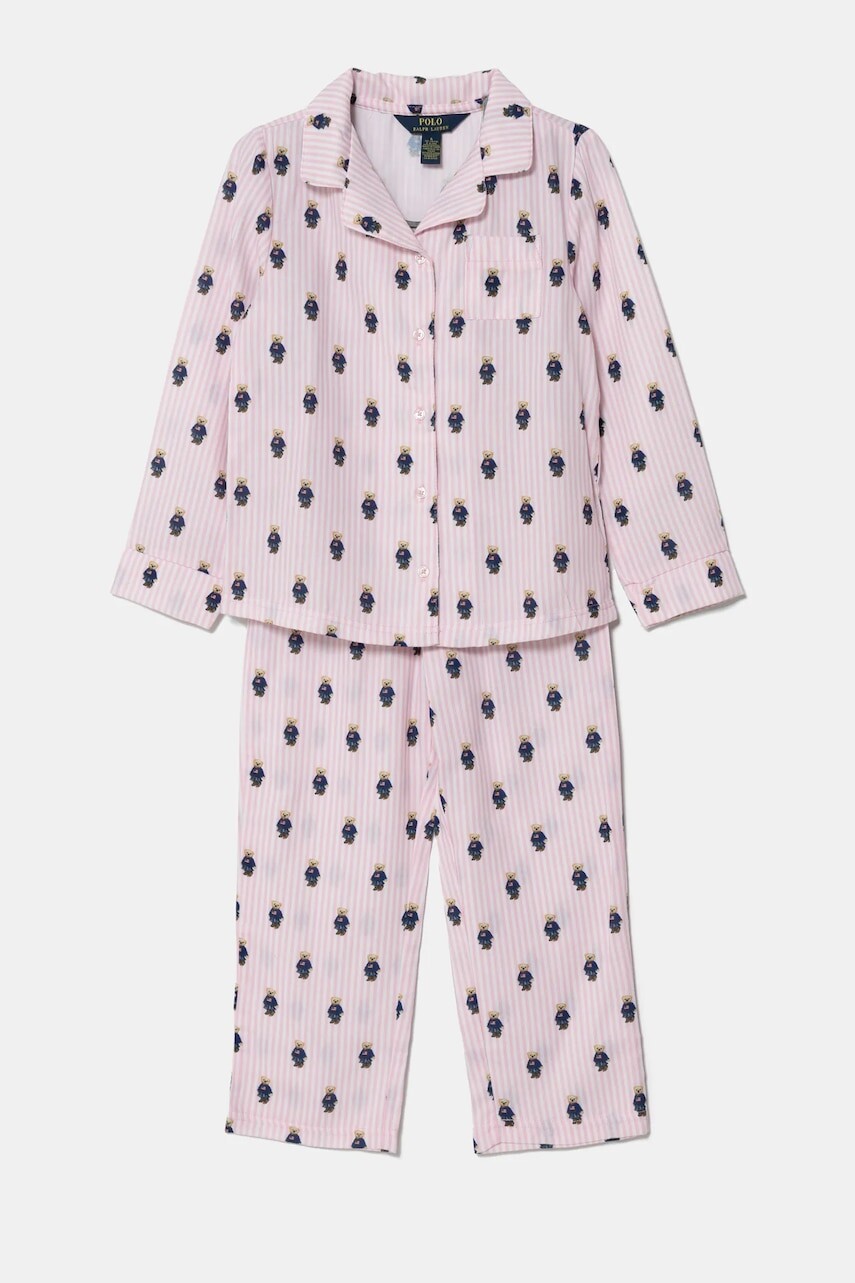 Detské bavlnené pyžamo Polo Ralph Lauren ružová farba, vzorovaná, 3P0094