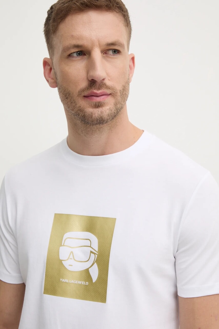 Tričko Karl Lagerfeld pánske, biela farba, s potlačou, 755460.551235