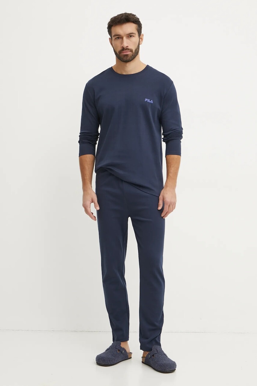 Bavlnené pyžamo Fila tmavomodrá farba, jednofarebné, FPW1203
