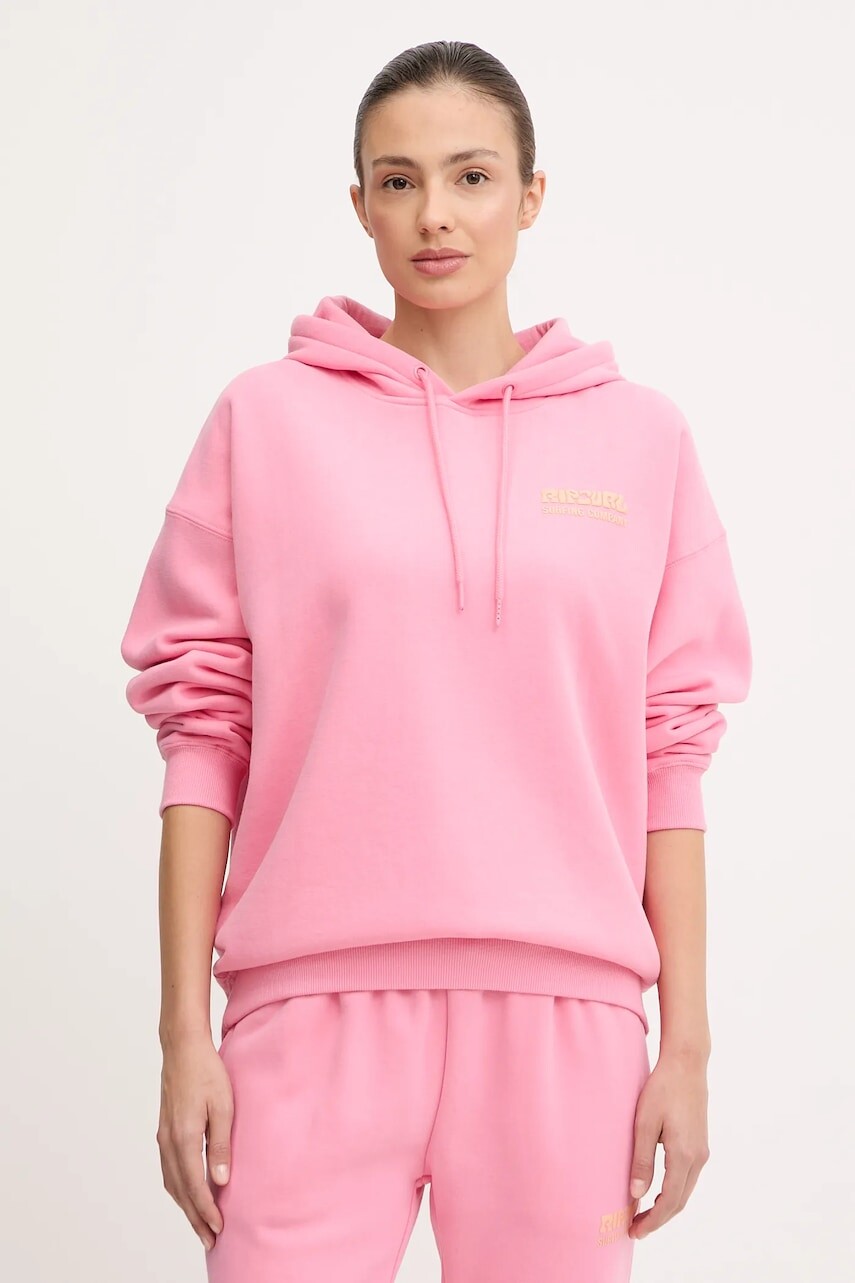 Mikina Rip Curl SURF PUFF HERITAGE béžová farba, s kapucňou, s potlačou, 06AWFL