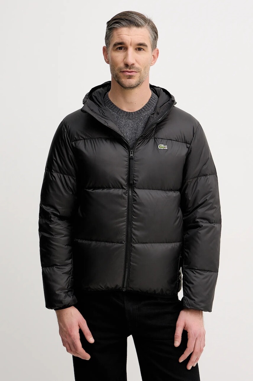Páperová bunda Lacoste pánska, čierna farba, zimná, BH2905