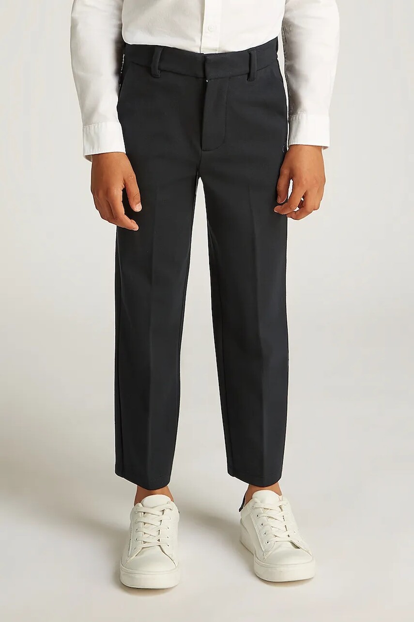 Detské nohavice Calvin Klein Jeans TAILORED PUNTO čierna farba, jednofarebné, IB0IB02341