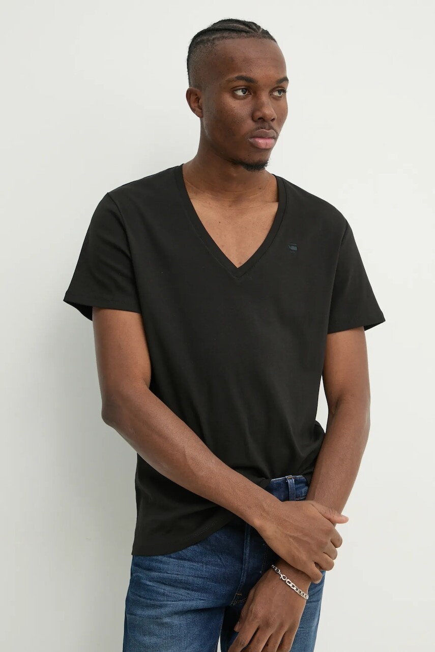 Bavlnené tričko G-Star  2-pak pánske, čierna farba, jednofarebné, D25500-124