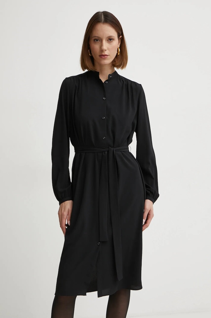 Šaty Boss Orange čierna farba, mini, rovný strih, 50519467